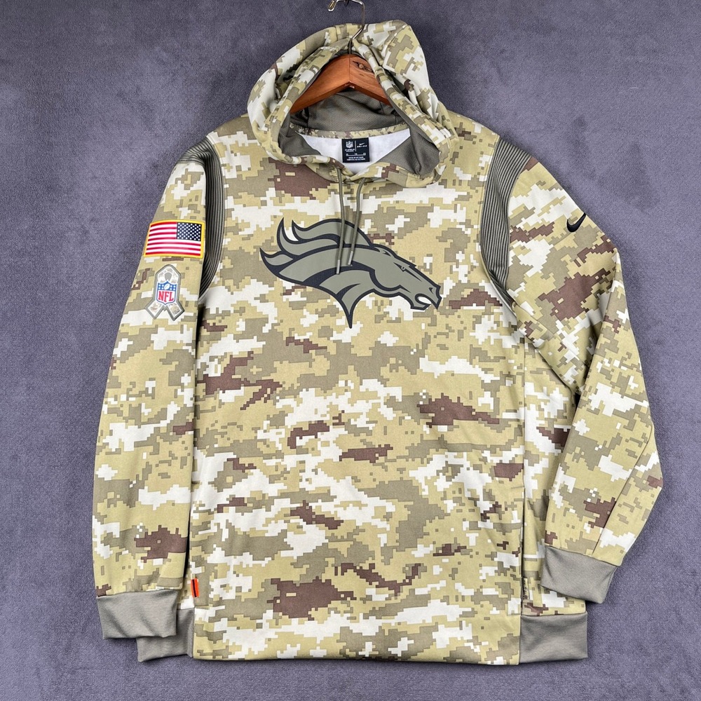 Denver Broncos Salute to Service Nike Hoodie Mens XL Olive Digital Camo Pullover
